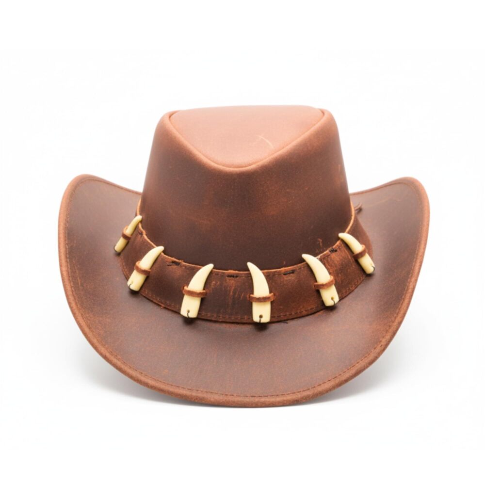 6679 Australian Leather Hat With Crocodile Band Teeth- Dundee Style |